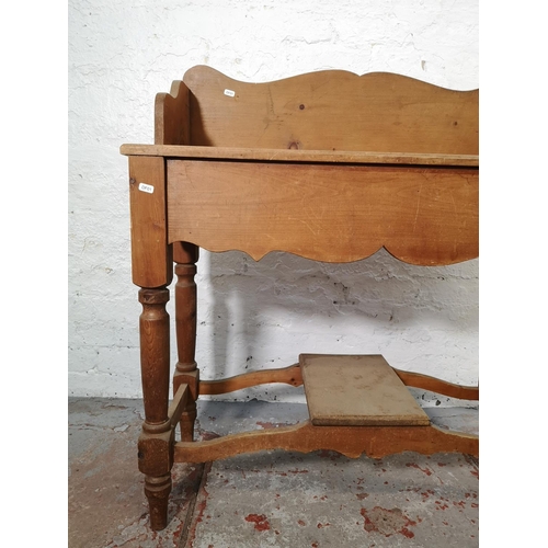 1090 - A Victorian style solid pine farmhouse console table - approx. 100cm high x 94cm wide x 38cm deep