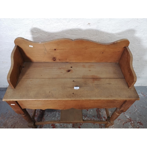 1090 - A Victorian style solid pine farmhouse console table - approx. 100cm high x 94cm wide x 38cm deep