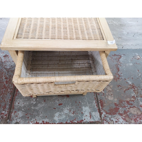 1094 - A modern wicker chest of three drawers - approx. 62cm high x 50cm wide x 38cm deep