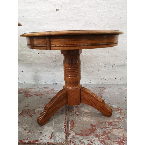 1095A - Two pedestal occasional tables, one Italian style inlaid walnut effect serpentine - approx. 64cm hig... 