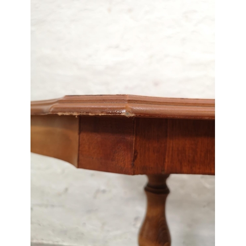 1095A - Two pedestal occasional tables, one Italian style inlaid walnut effect serpentine - approx. 64cm hig... 