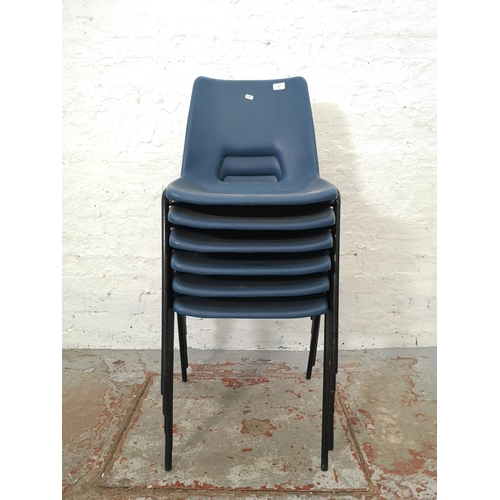 1107 - Six blue plastic children's stacking chairs