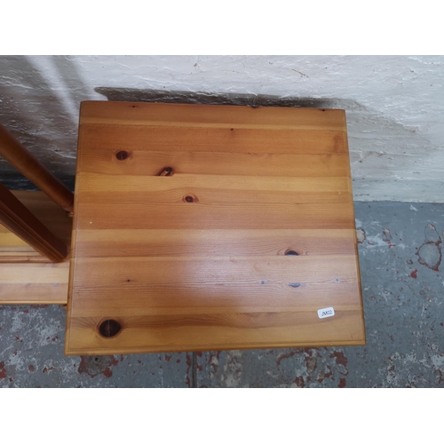 1112 - Two pieces of modern pine furniture, one bedside chest of three drawers - approx. 67cm high x 45cm w... 