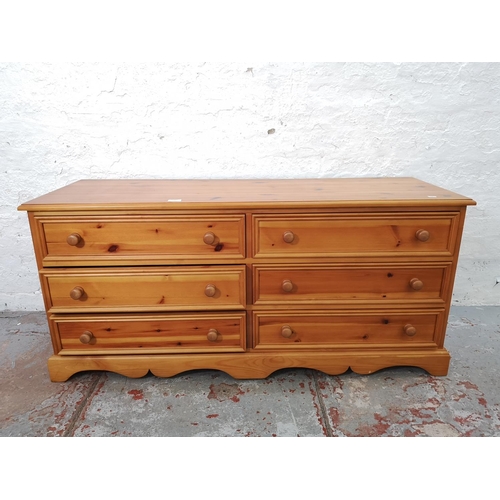 1113 - A modern pine chest of six drawers - approx. 60cm high x 133cm wide x 46cm deep