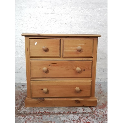 1117A - A modern solid pine chest of two short over two long drawers - approx. 74cm high x 76cm wide x 40cm ... 