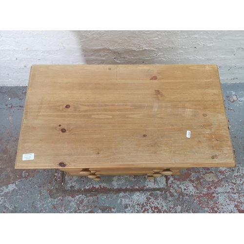 1117A - A modern solid pine chest of two short over two long drawers - approx. 74cm high x 76cm wide x 40cm ... 