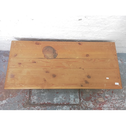 1118E - A modern solid pine rectangular coffee table with two drawers - approx. 46cm high x 125cm wide x 56c... 