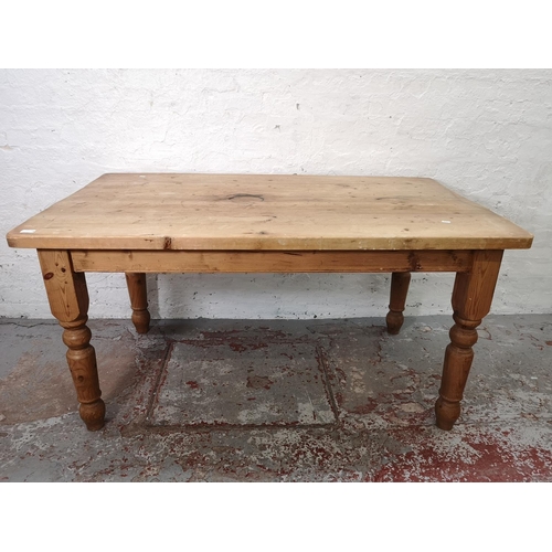 1118F - A Victorian style solid pine rectangular farmhouse dining table - approx. 79cm high x 84cm wide x 15... 