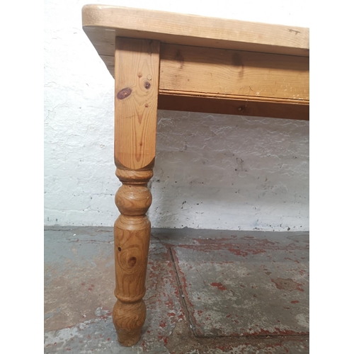 1118F - A Victorian style solid pine rectangular farmhouse dining table - approx. 79cm high x 84cm wide x 15... 