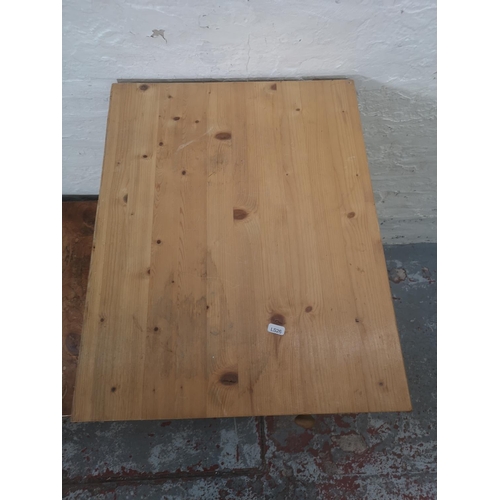 1118G - Two pieces of modern pine furniture, one square coffee table - approx. 47cm high x 59cm² and one sin... 