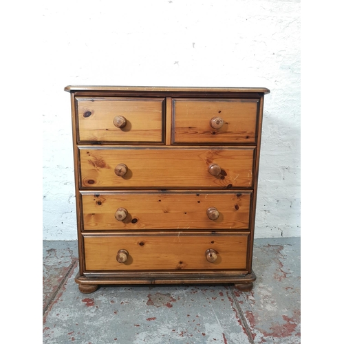 1121 - A modern pine chest of two short over three long drawers - approx. 83cm high x 77cm wide x 45cm deep