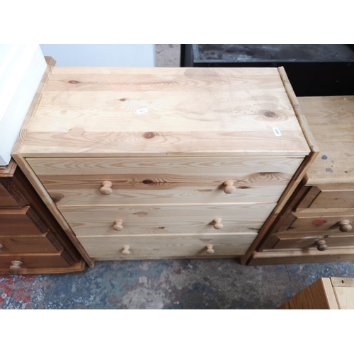 1125 - Five modern chests of drawers, four pine and one white painted