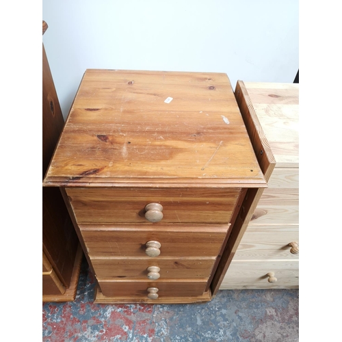 1125 - Five modern chests of drawers, four pine and one white painted