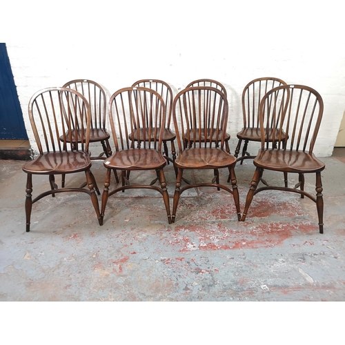 1136 - A set of eight Victorian style elm spindle back dining chairs - approx. 89cm high x 42cm wide x 41cm... 