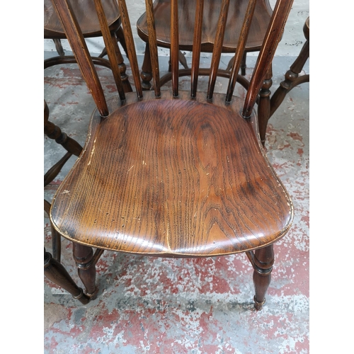 1136 - A set of eight Victorian style elm spindle back dining chairs - approx. 89cm high x 42cm wide x 41cm... 