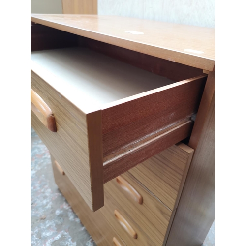 1138 - A Schreiber teak effect chest of five drawers - approx. 92cm high x 74.5cm wide x 43cm deep