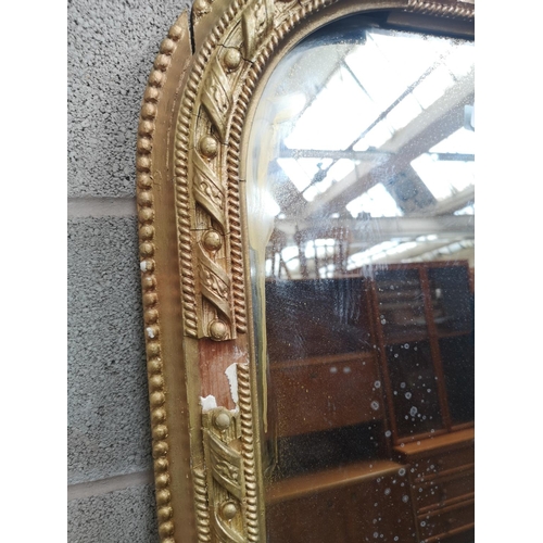 1142 - A 19th century gilt framed over mantle mirror - approx. 175cm high x 13cm wide