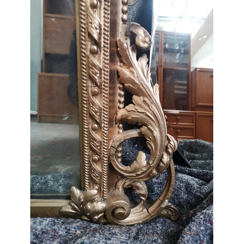 1142 - A 19th century gilt framed over mantle mirror - approx. 175cm high x 13cm wide