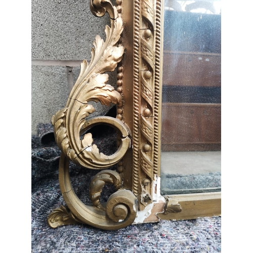 1142 - A 19th century gilt framed over mantle mirror - approx. 175cm high x 13cm wide