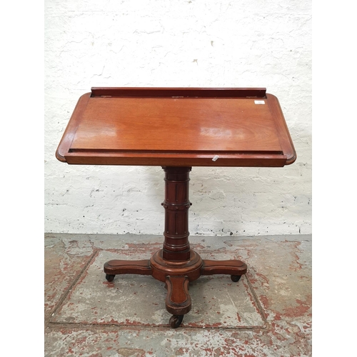 1149 - A Victorian Carters of London mahogany adjustable lectern - approx. 106cm high when extended x 69cm ... 