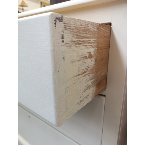 1150 - Two white painted chests of drawers, one three drawer - approx. 81cm high x 91cm wide x 45cm deep an... 