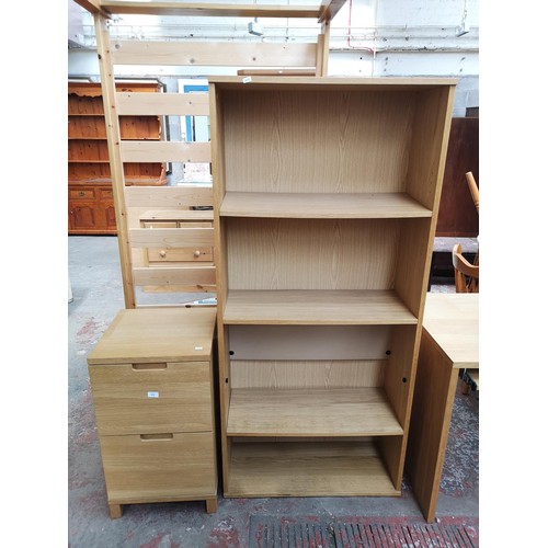 1096 - Two pieces of modern oak effect office furniture, one two drawer filing cabinet - approx. 74cm high ... 