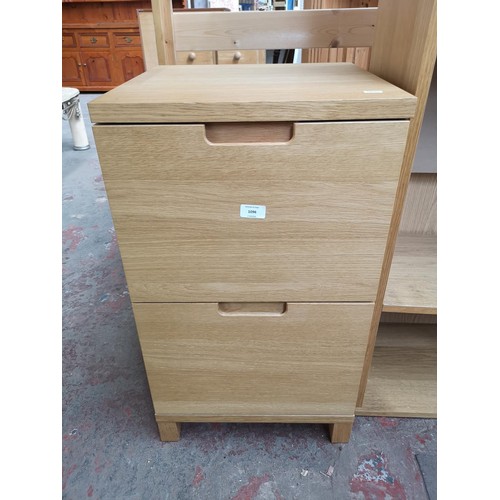 1096 - Two pieces of modern oak effect office furniture, one two drawer filing cabinet - approx. 74cm high ... 