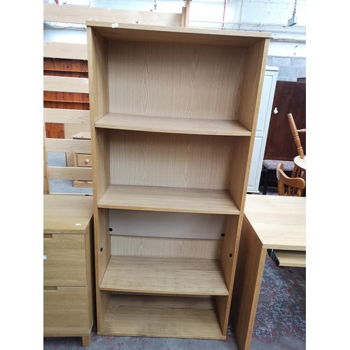 1096 - Two pieces of modern oak effect office furniture, one two drawer filing cabinet - approx. 74cm high ... 