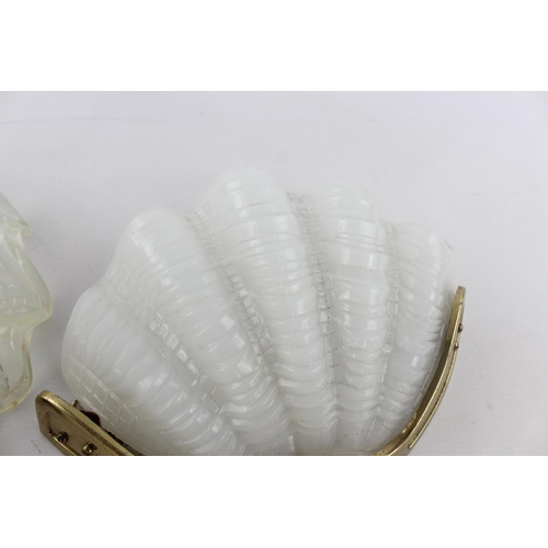 1014A - Two vintage Art Deco inspired clam shell wall sconces/lightshades