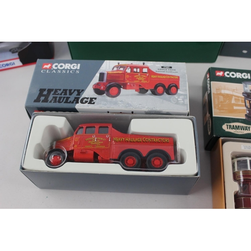 648 - Six boxed Corgi diecast models to include Edward Beck & Son Foden FG platform trailer, 007, Centenar... 