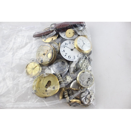 728 - A collection of vintage watch makers movements, parts, cases etc