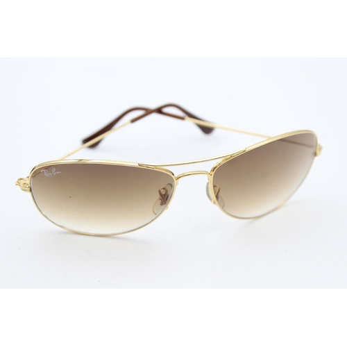 732 - A pair of cased vintage inspired Ray-Ban gold tone cockpit sunglasses