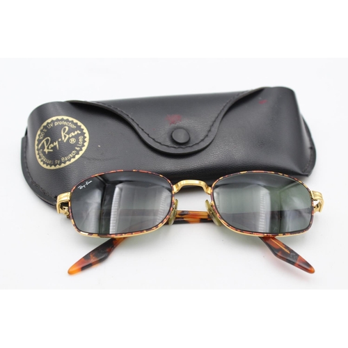 738 - A vintage cased pair of Bausch & Lomb Ray-Ban tortoiseshell effect rectangular sunglasses