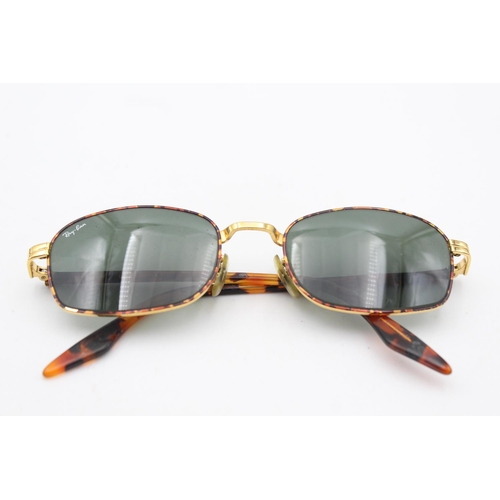 738 - A vintage cased pair of Bausch & Lomb Ray-Ban tortoiseshell effect rectangular sunglasses