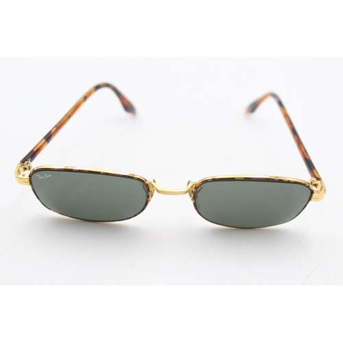 738 - A vintage cased pair of Bausch & Lomb Ray-Ban tortoiseshell effect rectangular sunglasses