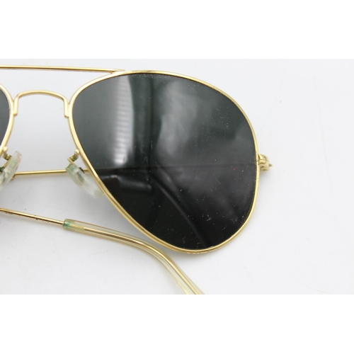 743 - A cased pair of vintage inspired Ray-Ban gold tone Aviator sunglasses