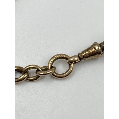 2321 - A stamped 9ct gold albert chain with hallmarked Birmingham 9ct gold fob - approx. gross weight 50 gr... 