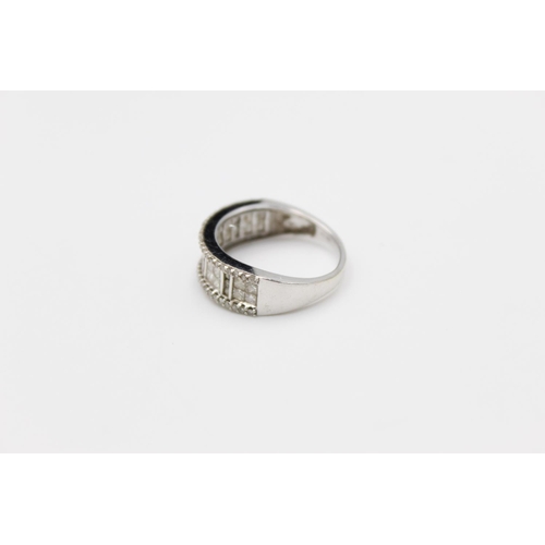 2350 - A 9ct white gold mixed cut diamond set half eternity ring, size S - approx. gross weight 4.2 grams