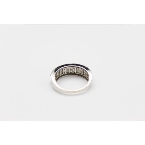 2350 - A 9ct white gold mixed cut diamond set half eternity ring, size S - approx. gross weight 4.2 grams