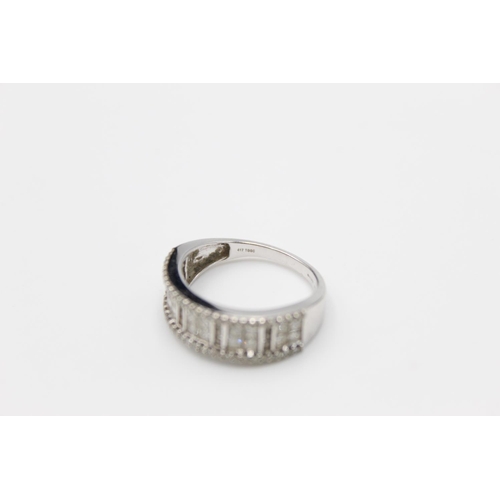 2350 - A 9ct white gold mixed cut diamond set half eternity ring, size S - approx. gross weight 4.2 grams