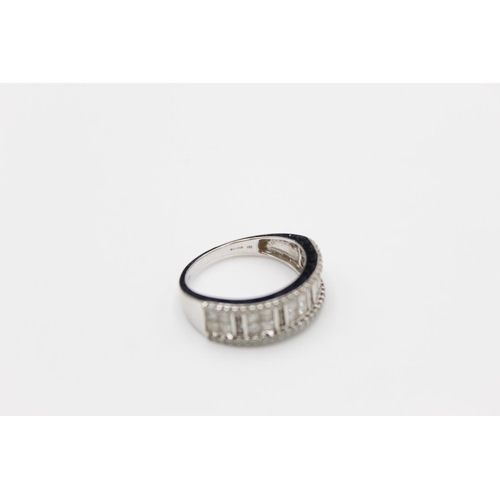 2350 - A 9ct white gold mixed cut diamond set half eternity ring, size S - approx. gross weight 4.2 grams