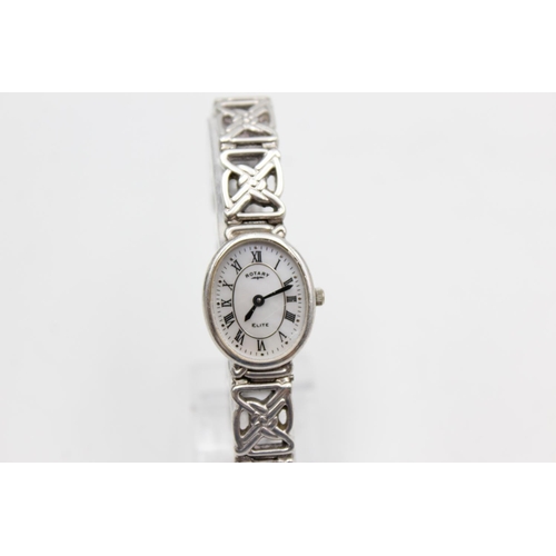 2411 - Two .925 silver quartz women's wristwatches, one Rotary Elite and one Precious Time