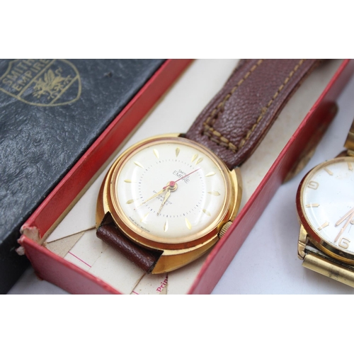 2412 - Three vintage hand wind men's wristwatches, one Smiths Empire, one Roamer and one Camy Geneve