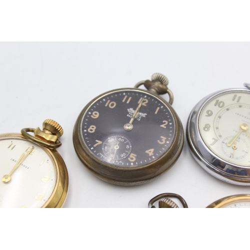 2420 - Six vintage hand wind men's pocket watches to include Smiths, Ingersoll etc.