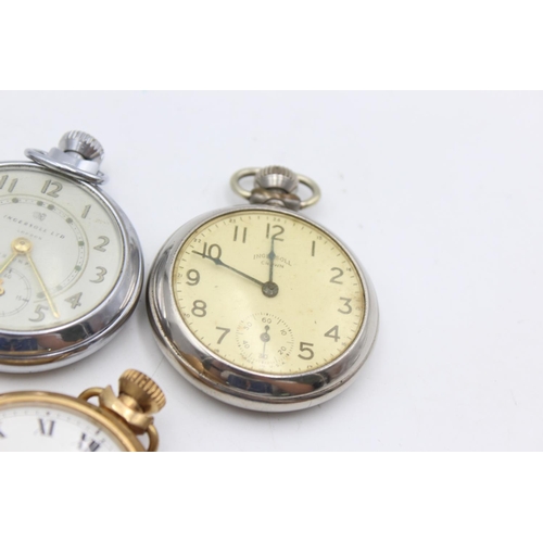 2420 - Six vintage hand wind men's pocket watches to include Smiths, Ingersoll etc.