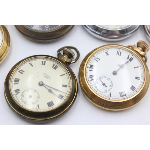 2420 - Six vintage hand wind men's pocket watches to include Smiths, Ingersoll etc.