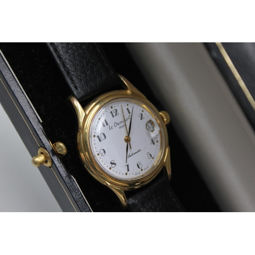 2423 - A boxed Le Cheminant mechanical men's wristwatch with ETA gilded automatic movement