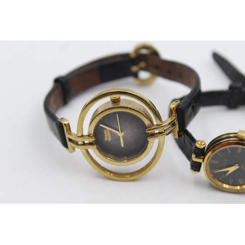 2427 - Three gold tone quartz women's wristwatches, one Gucci, one Raymond Weil and one Vivienne Westwood