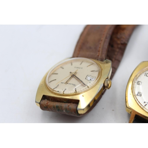 2435 - Three vintage gold tone hand wind men's wristwatches, one Smiths Empire, one Limit and one Timex