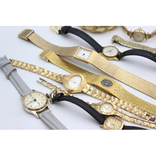 2440 - Fifteen vintage gold tone women's wristwatches to include Seiko, Tissot, Smiths etc.